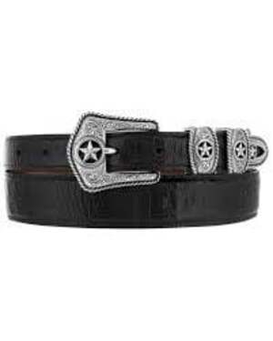 Tony Lama Country Croc Print Black Western Ranger Belt C42123